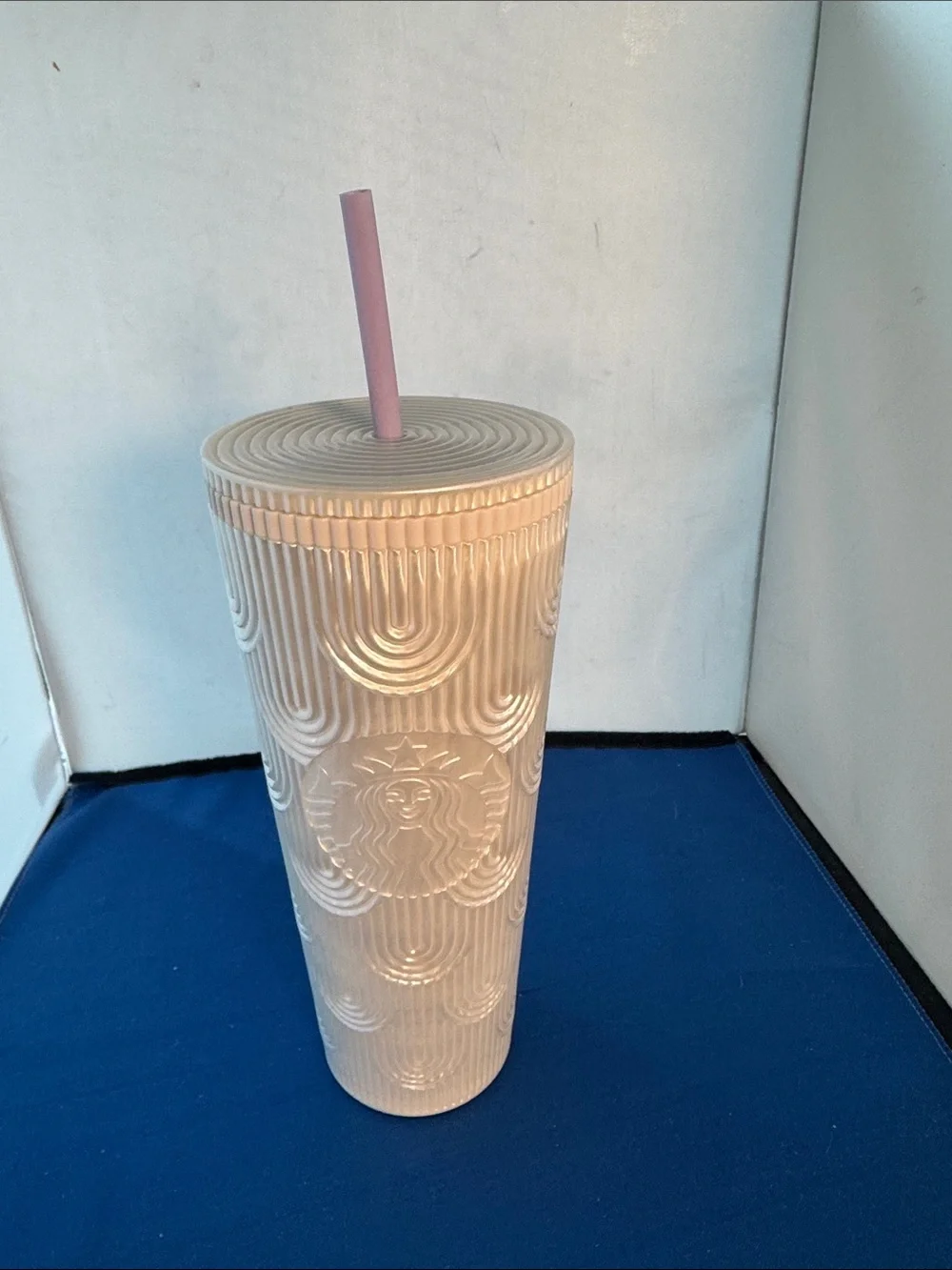 Starbucks Pink Textured Ceramic Tumbler with lavender Straw